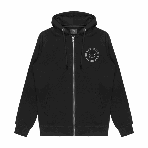FR - CIRCLE LOGO ZIPPER HOODIE  - BLACK