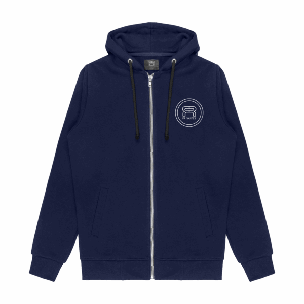 FR - CIRCLE LOGO ZIPPER HOODIE  - DARK BLUE